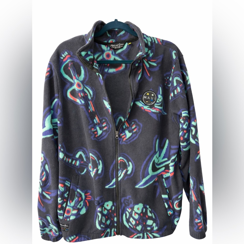 Vintage Maui and Sons Fleece Zip Jacket Abstract Print Size M